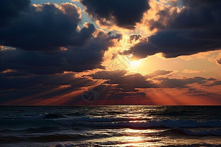 海岸边的日落图片