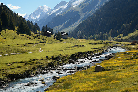 阿尔卑斯山清幽风景图片