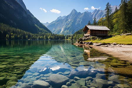 湖畔的小屋图片