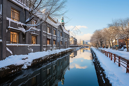 冰雪之都的小运河背景图片