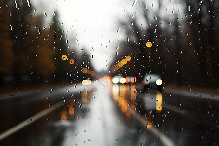 雨中行驶的汽车图片