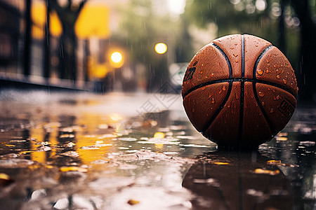 雨天的篮球图片