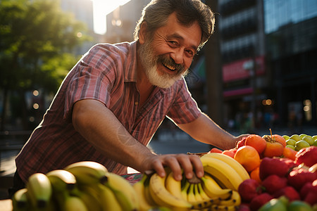 街上卖水果的大叔背景图片