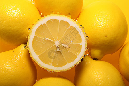 新鲜的切开的柠檬背景图片