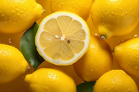 切开的柠檬切开柠檬水果高清图片
