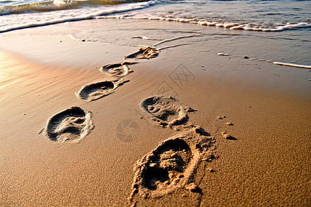 海滩上的脚印背景图片