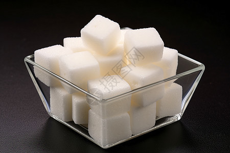 白色方糖的玻璃碗图片