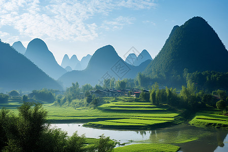 山水风景绿水青山绝美自然背景