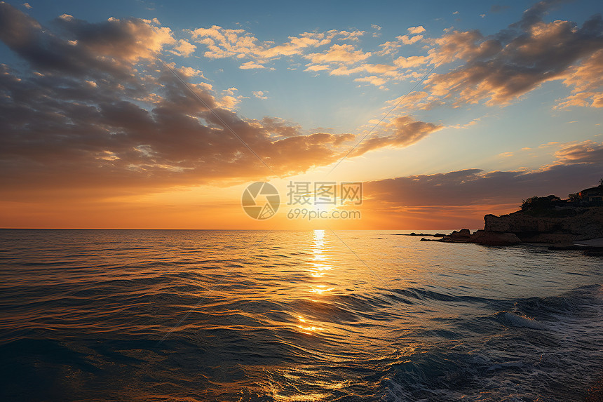 大海上的日出美景图片