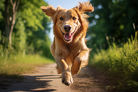 快乐的金毛犬图片