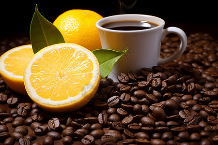 咖啡与柑橘背景图片