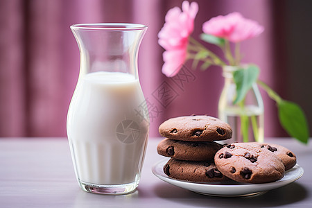 牛奶和饼干图片