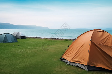 海边帐篷海边露营地的旅游帐篷背景