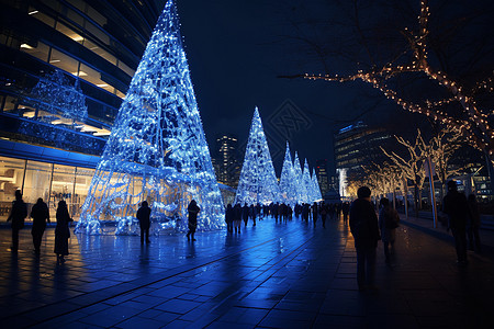 圣诞节的繁华城市夜景图片