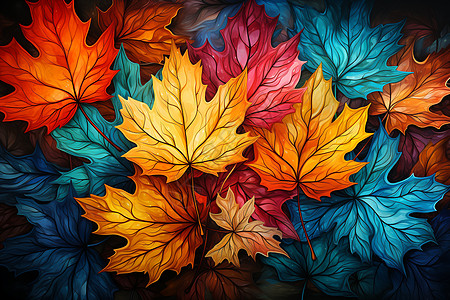温暖艳丽的落叶创意插图图片