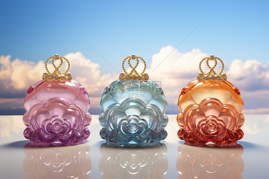柔和的彩色水晶装饰品图片