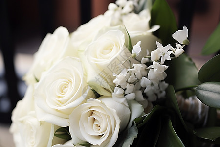 纯洁之爱的白色玫瑰花束图片