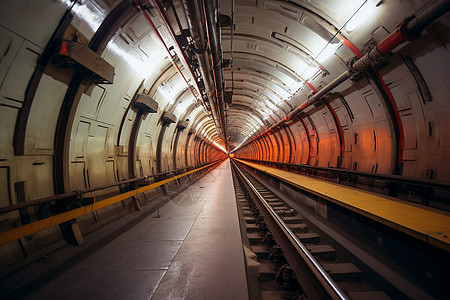 地下狭长的地铁隧道图片