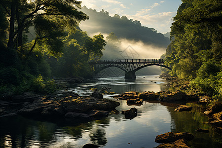 清晨美丽的桥梁高清图片