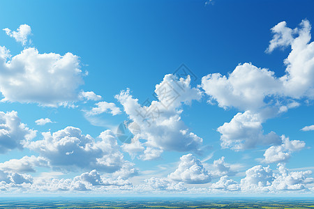 白云朵朵的蓝天背景图片