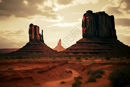 沙漠中壮观的砂岩景观图片