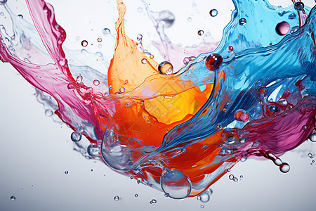 水中飞溅的彩色液体图片