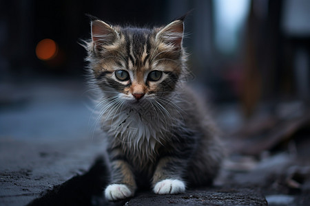 户外道路上的宠物猫咪图片