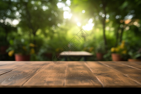 木板里的植物森立里的木质台子背景