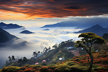 美丽自然的山顶风景图片