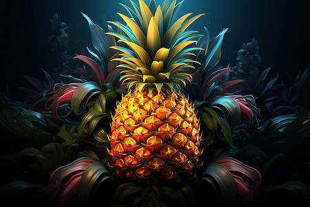 奇幻色彩的菠萝图片