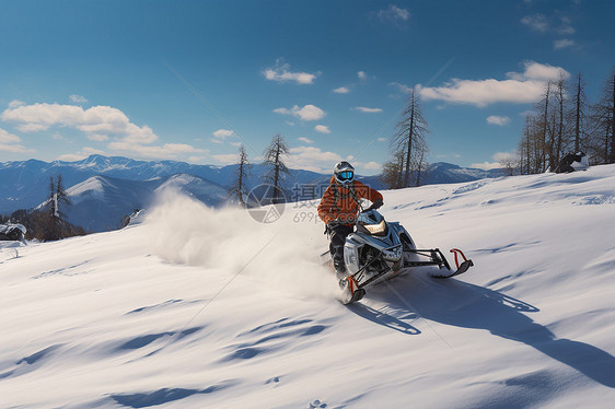 冬季专业的雪地摩托车运动图片