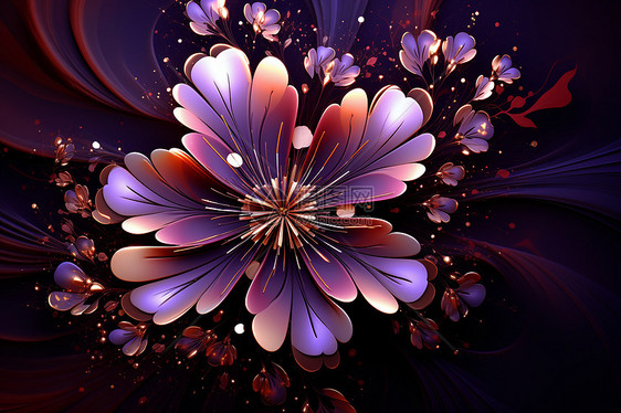 紫色的花朵艺术画图片