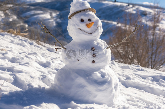 雪地中的雪人图片