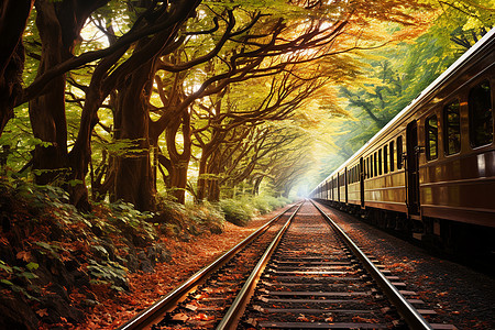 森林中的列车铁路图片