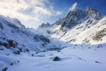 户外美丽的雪山风景图片