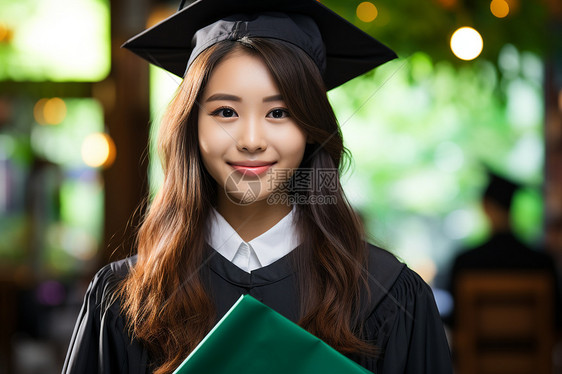 穿着毕业服的女学生图片