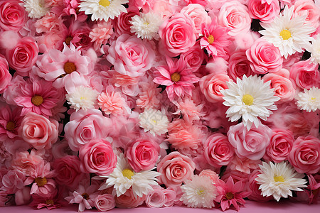 美丽的粉色花墙背景图片