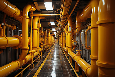 工厂中的黄色输送管道图片