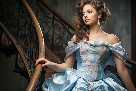 楼梯上优雅的公主背景图片