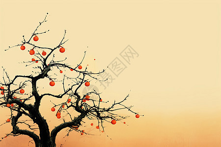 树木上的果实插画图片