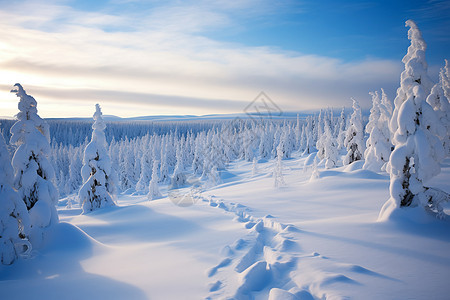 冬季的雪花松树图片