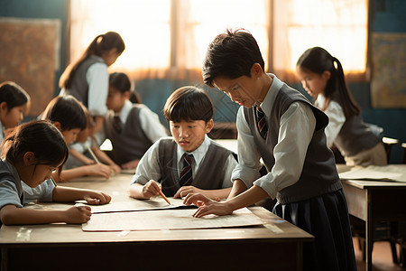 在教室里的学生图片