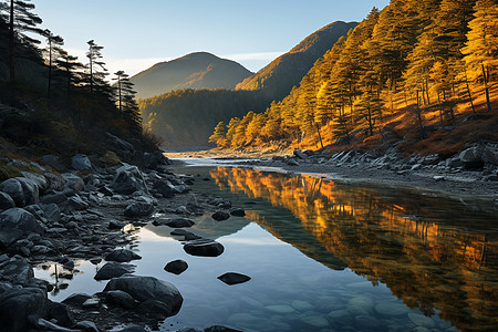 贝加尔湖的山水画卷背景