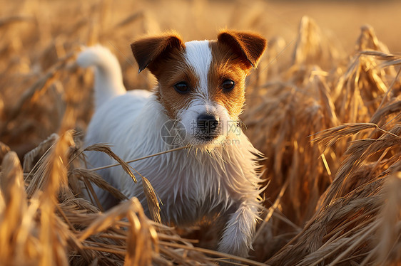 田地里奔跑的小狗图片