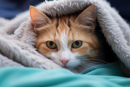 毯子里的猫咪图片