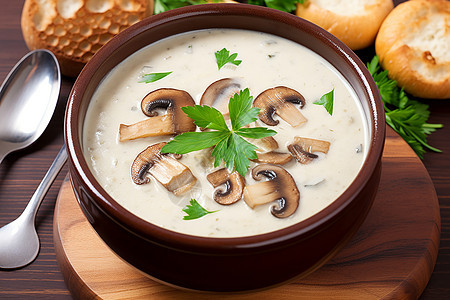 健康鲜美的蘑菇浓汤图片