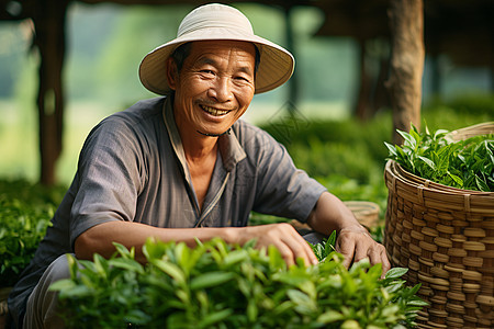 茶园采茶的农民图片