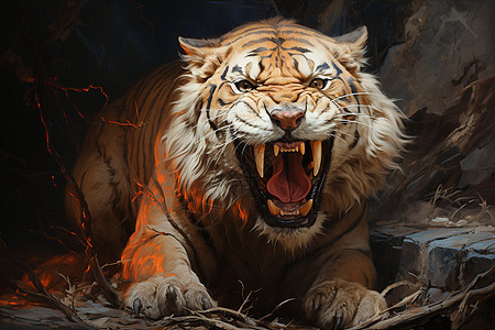 张嘴老虎张着嘴巴的狮子插画