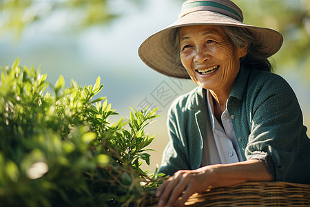 茶园正在采茶的农民图片