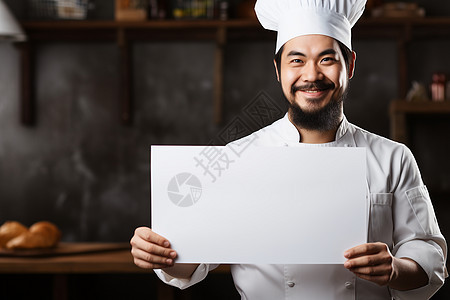 厨师拿着白板图片